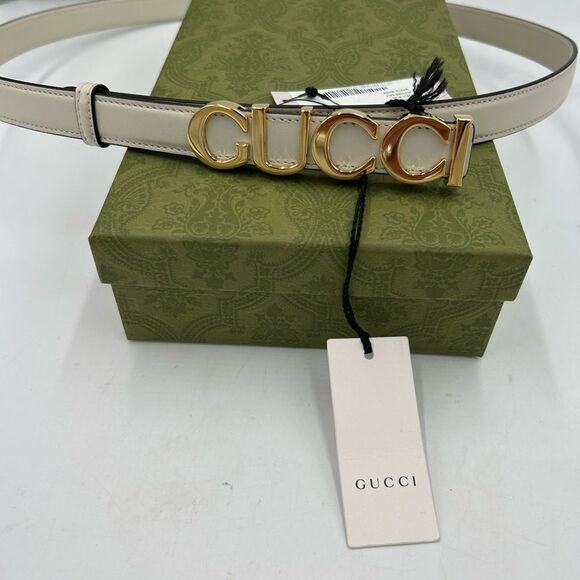 Women’s Gucci logo thin leather belt size 95 cm/38 inches made in Italy - Picture 4 of 10